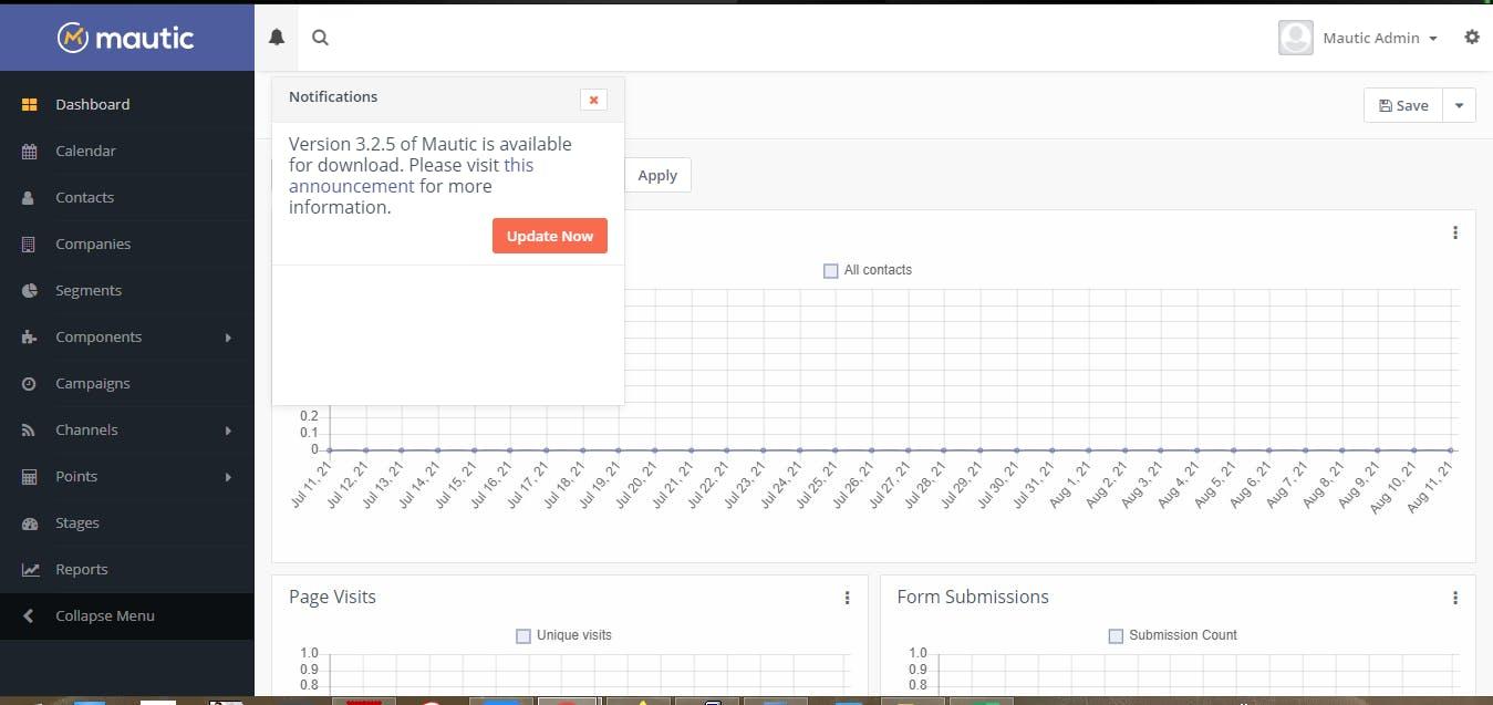 upgrade mautic on browser