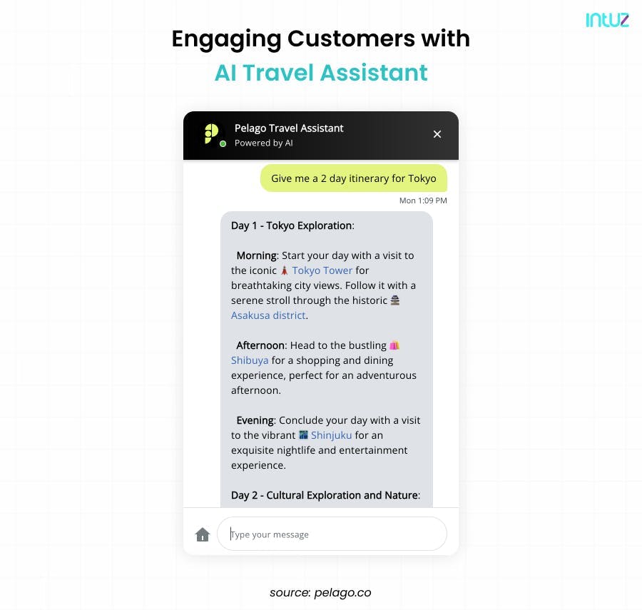 Engaging customer through AI travel assistant
