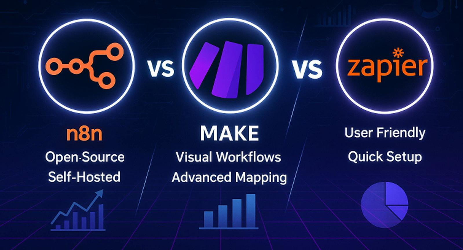 n8n vs make vs zapier - which one is best for your business?
