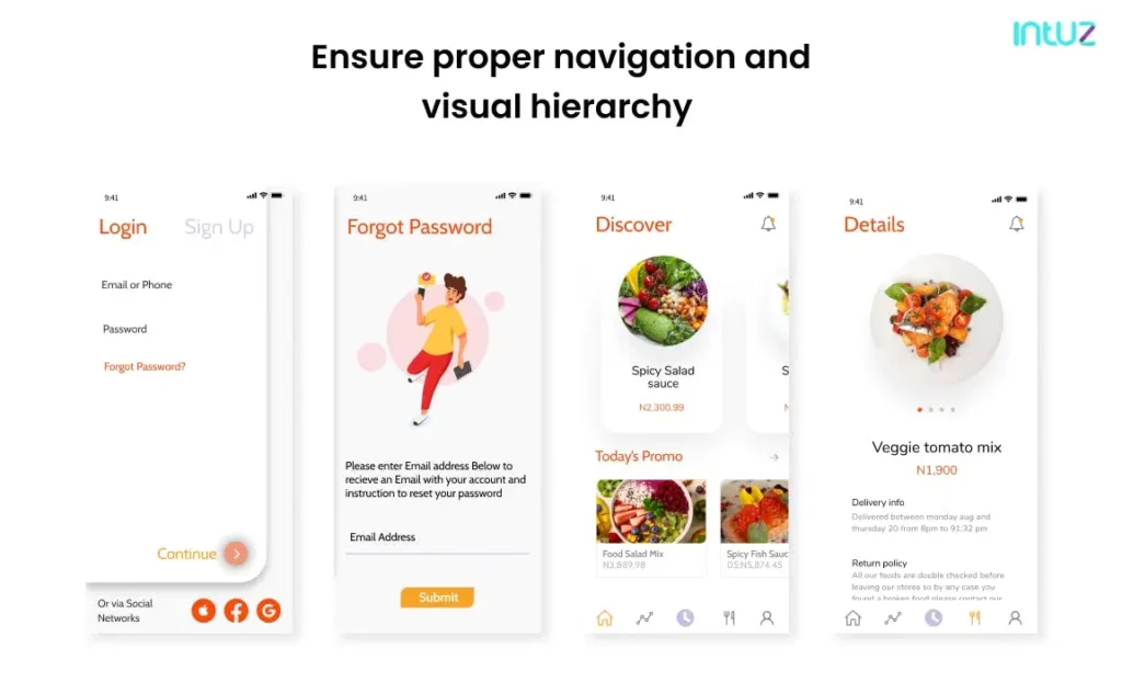Ensure proper navigation and visual hierarchy