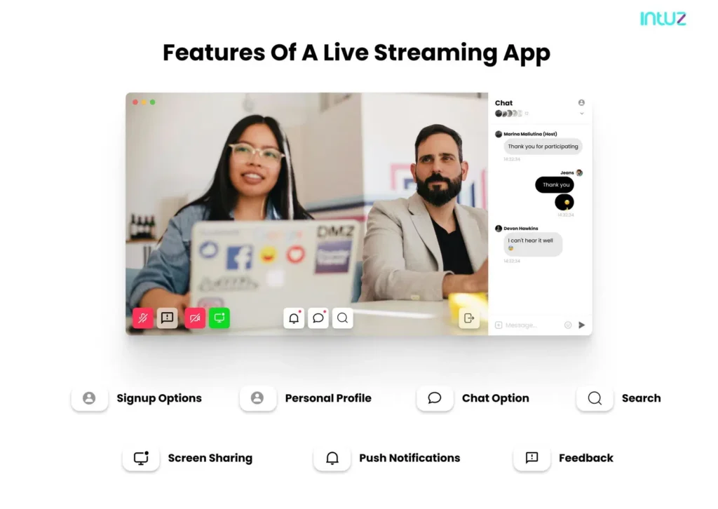 Features of a live streaming app