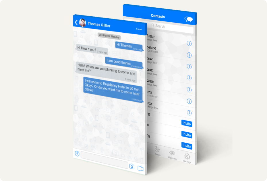 In App Chat with Media Sharing and Contact Invites