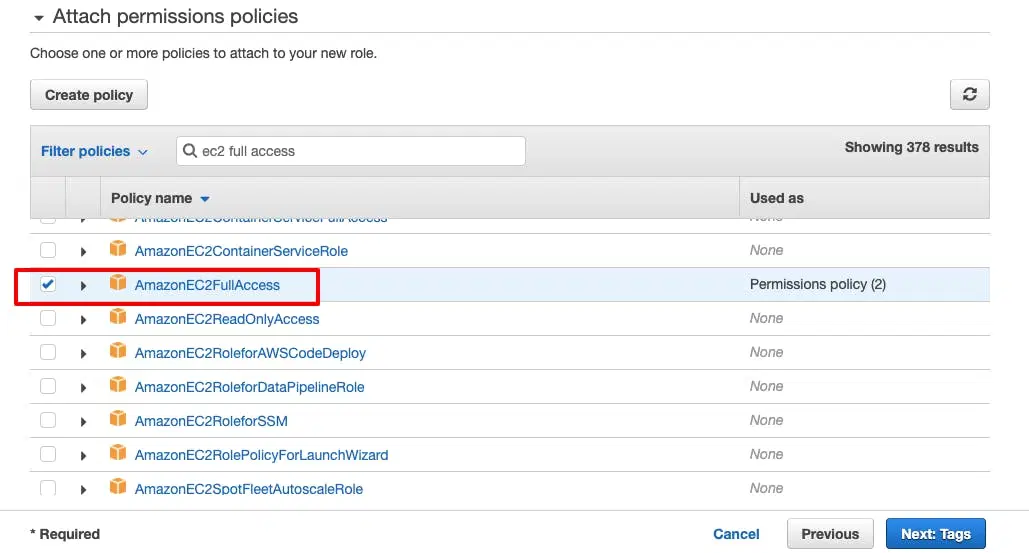 Attach Permissions Policies