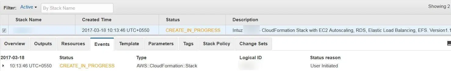 Cloudformation Status Page