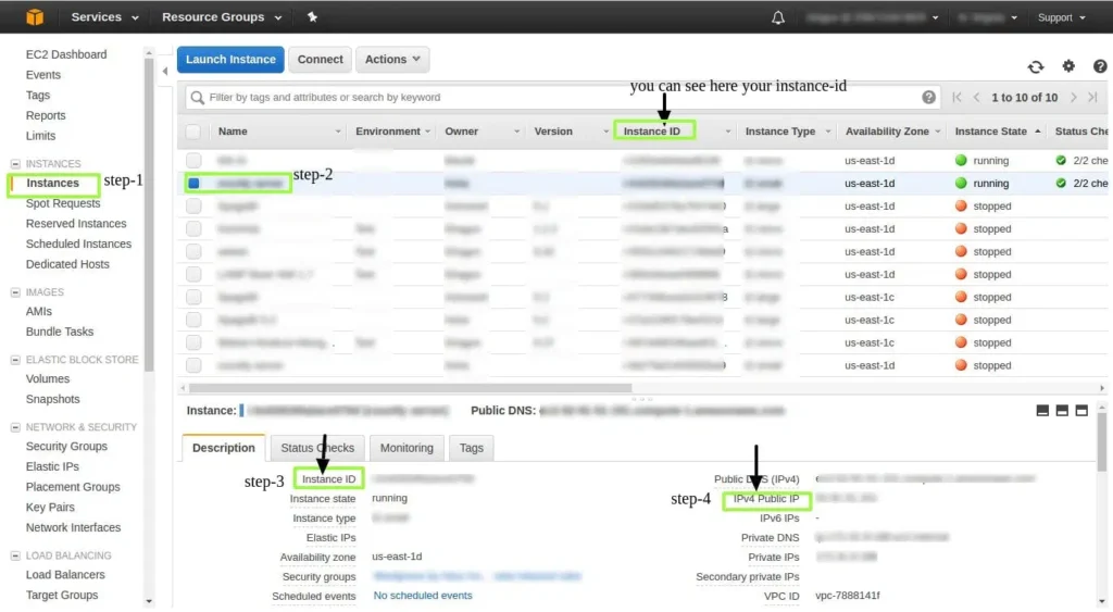 EC2 Instance Description Page