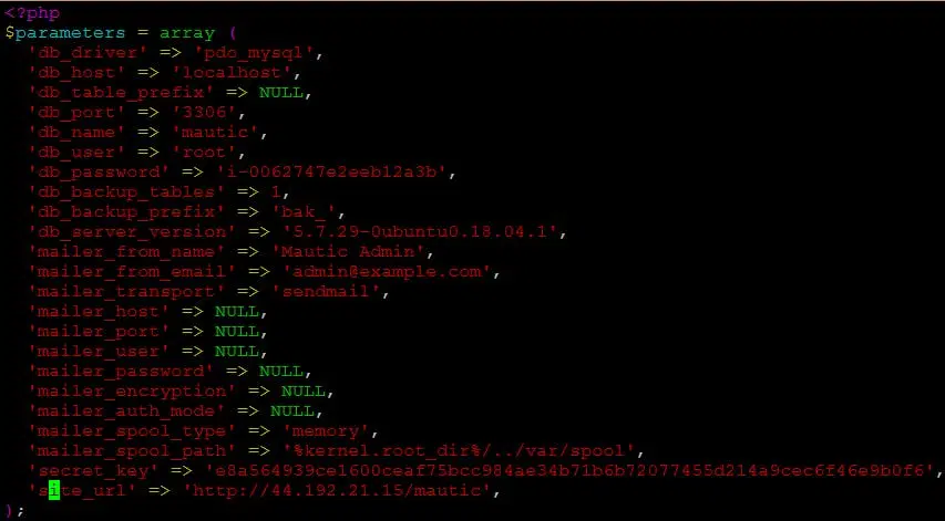 Mautic App Config PHP File