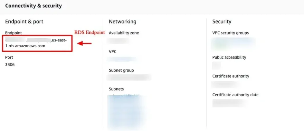 RDS Instance Detail Summary Page