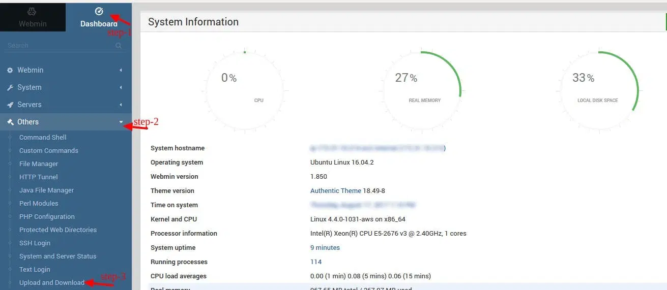 Webmin Dashboard