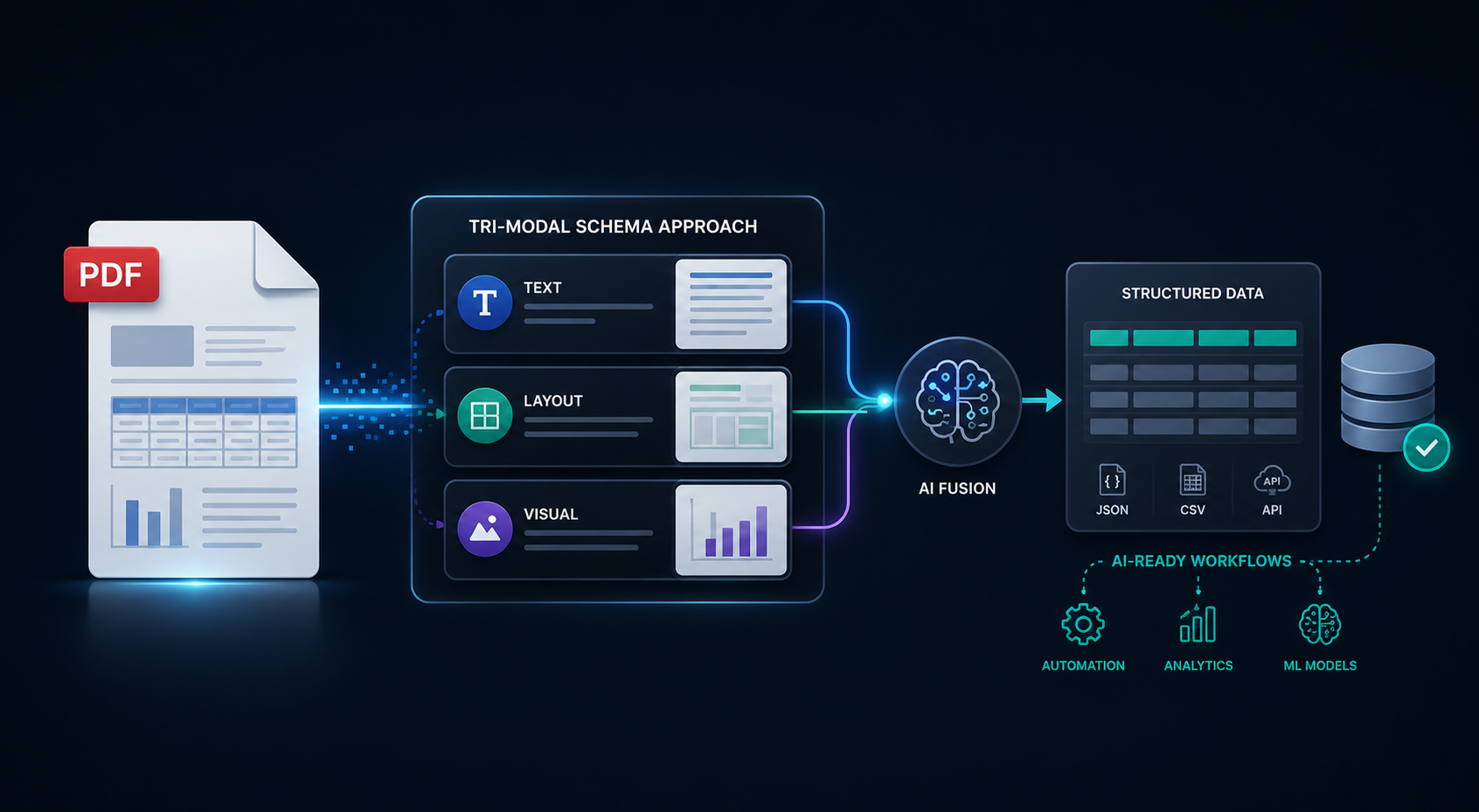 A Hybrid Approach to High-Fidelity PDF Data Extraction: Tri-Modal Schema Approach for AI-Ready Workflows