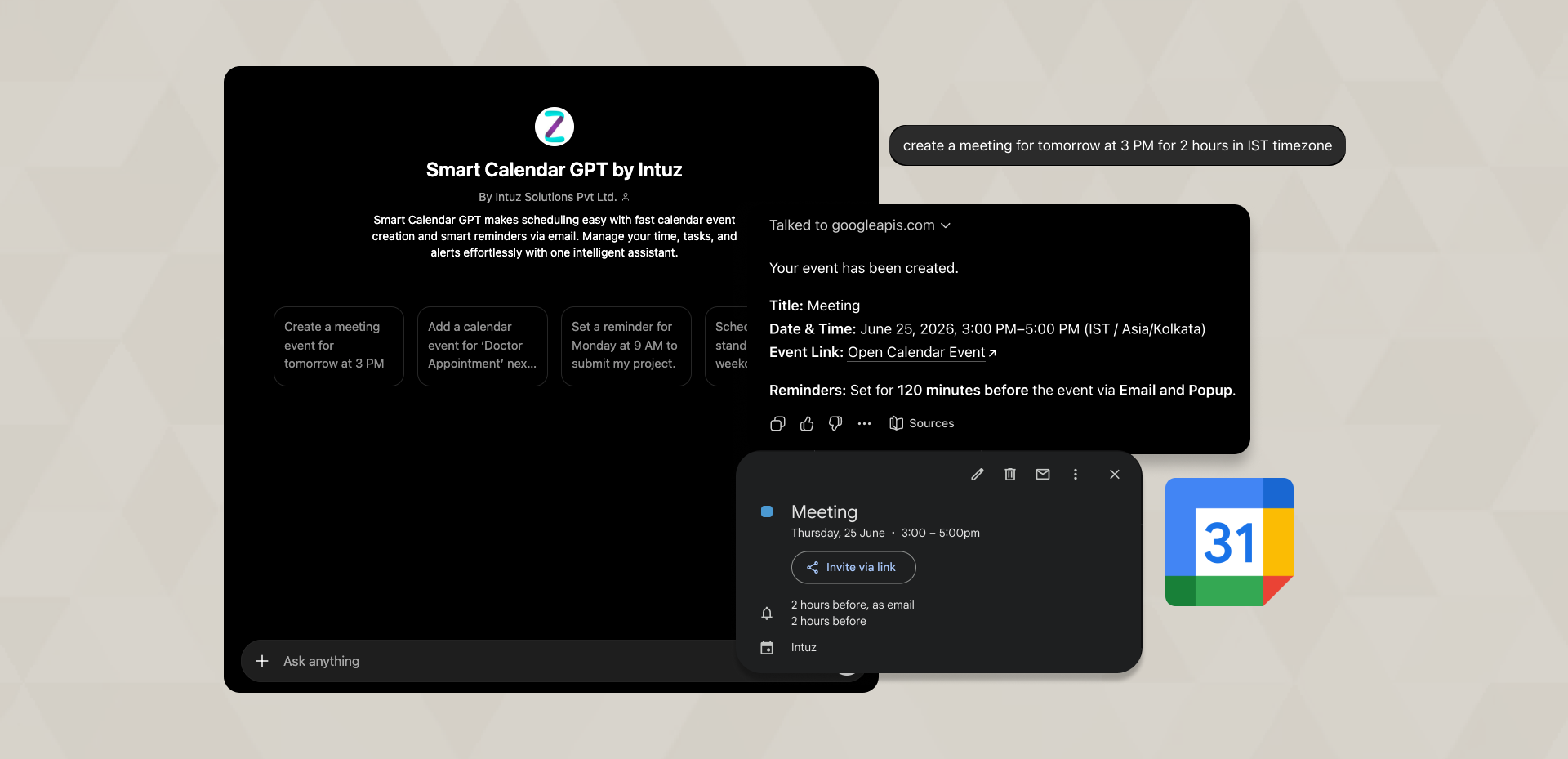 Smart Calendar GPT by Intuz